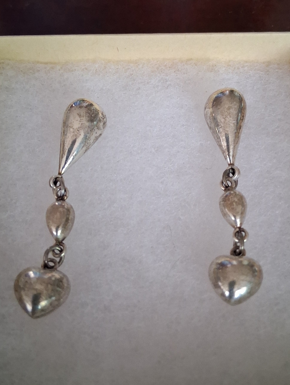 Vintage Native American Sterling Silver Dangle Bead Earrings Pierced